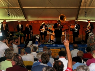 New Orleans Spice Brass Band - Economy Hall - JazzFest New Orleans - Concert Stage - Hansen Music Productions, LLC https://www.NewOrleansJazz.com
